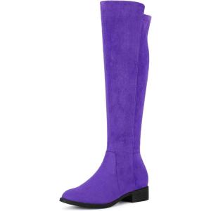 imageAllegra K Womens Side Zipper Chunky Heels Knee High BootsPurple