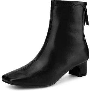 imageAllegra K Womens Square Toe Block Heels Ankle BootsBlack