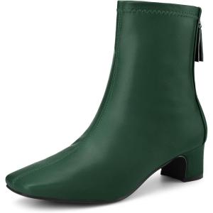 imageAllegra K Womens Square Toe Block Heels Ankle BootsDark Green