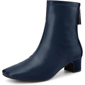 imageAllegra K Womens Square Toe Block Heels Ankle BootsNavy Blue