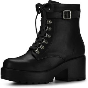 imageAllegra K Womens Zip Chunky Heel Platform Ankle Combat BootsBlack