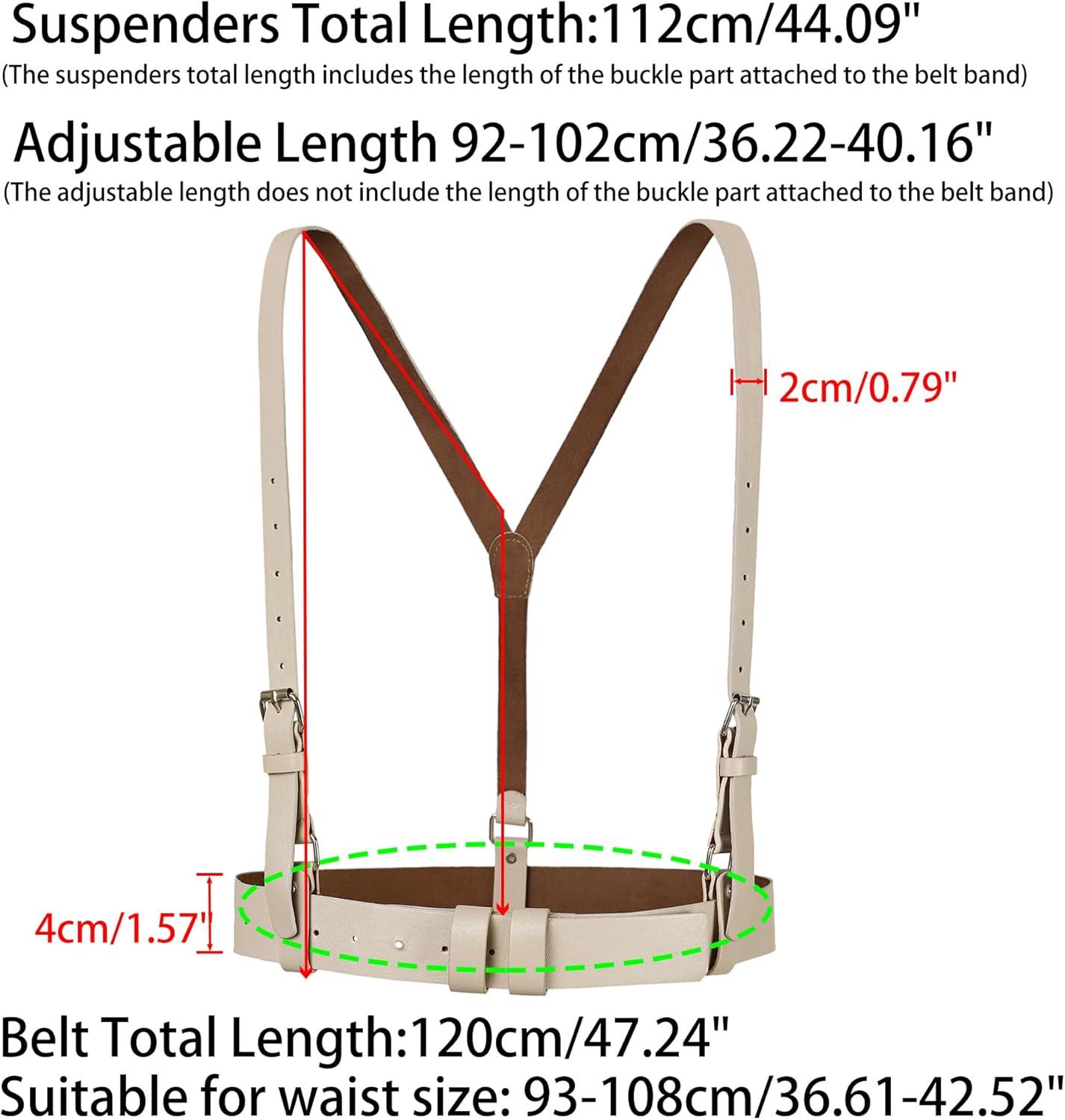imageAllegra K Unisex Plus Size Vintage PU Leather Y Back Suspenders Adjustable Holes Belts for Women MenBeige