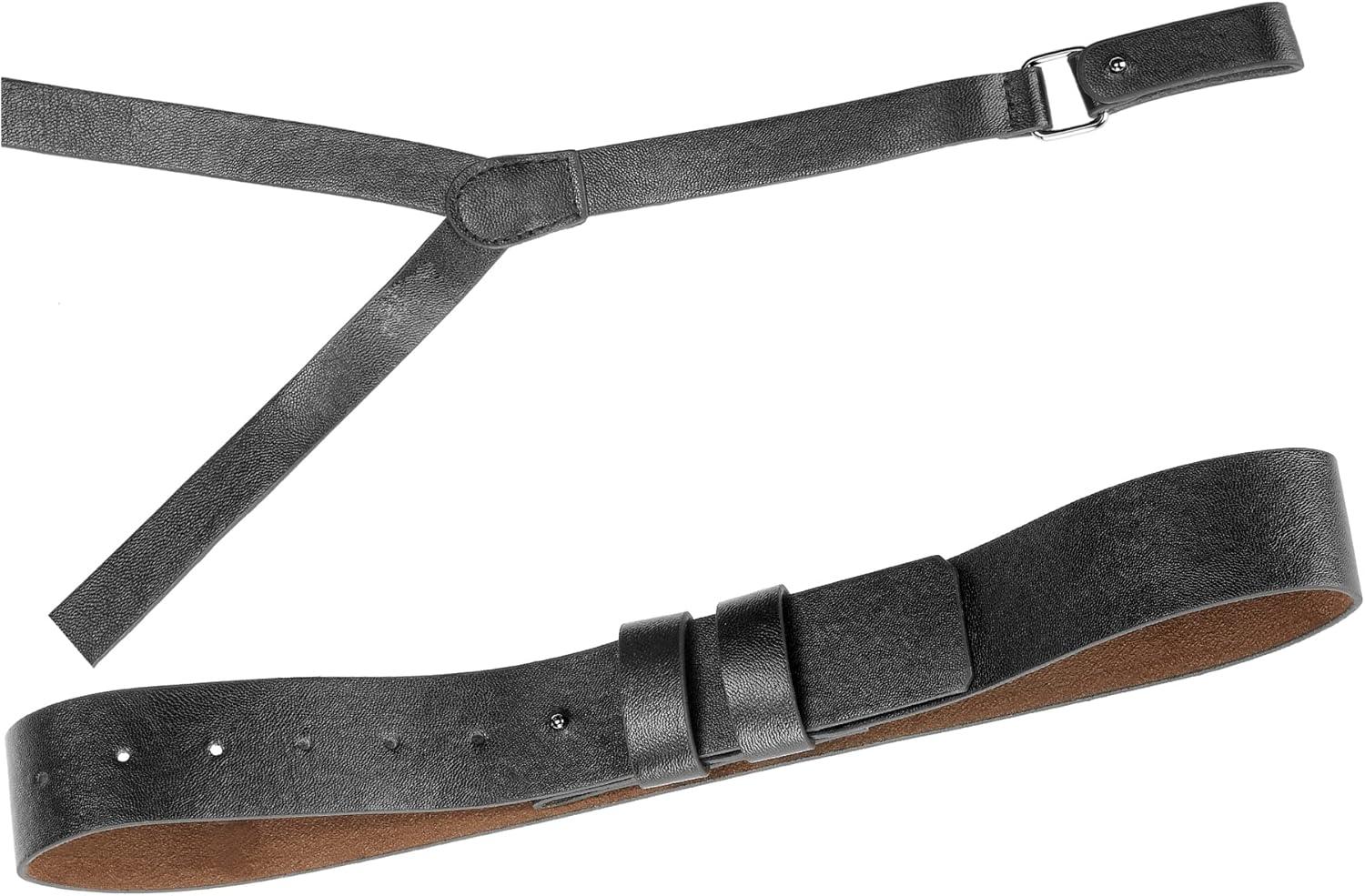 imageAllegra K Unisex Plus Size Vintage PU Leather Y Back Suspenders Adjustable Holes Belts for Women MenBlack