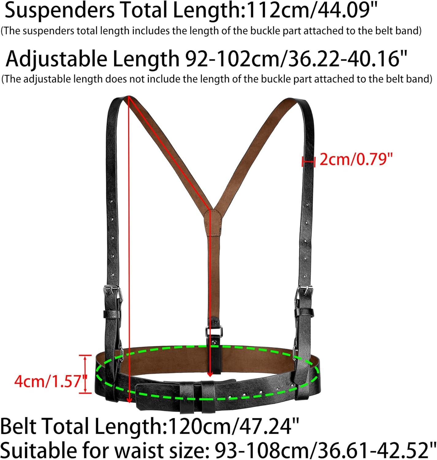 imageAllegra K Unisex Plus Size Vintage PU Leather Y Back Suspenders Adjustable Holes Belts for Women MenBlack