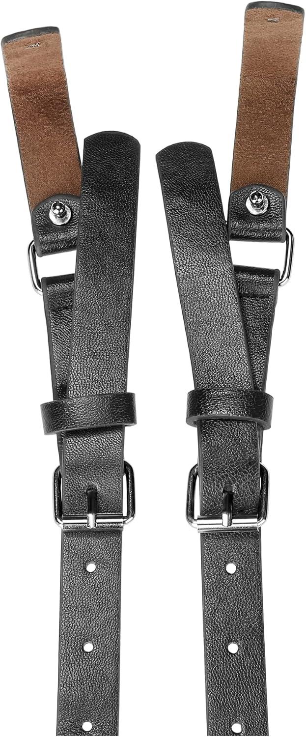 imageAllegra K Unisex Plus Size Vintage PU Leather Y Back Suspenders Adjustable Holes Belts for Women MenBlack