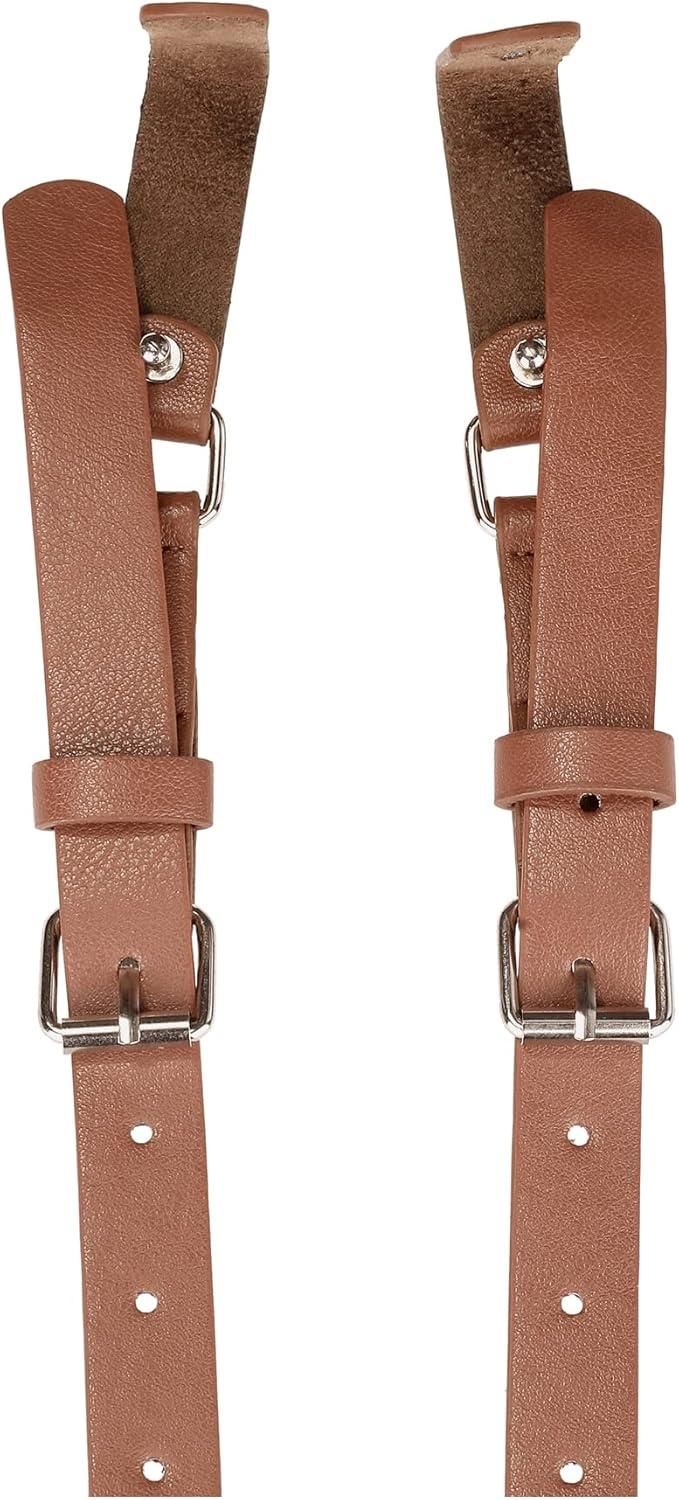 imageAllegra K Unisex Plus Size Vintage PU Leather Y Back Suspenders Adjustable Holes Belts for Women MenBrown