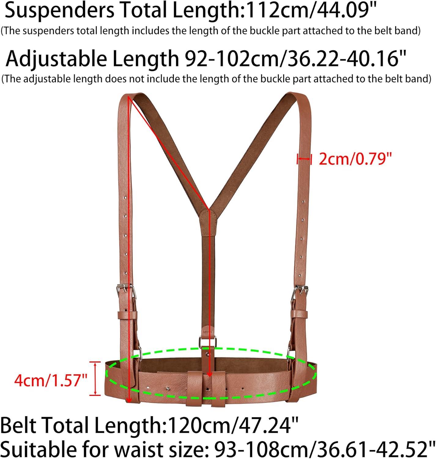 imageAllegra K Unisex Plus Size Vintage PU Leather Y Back Suspenders Adjustable Holes Belts for Women MenBrown