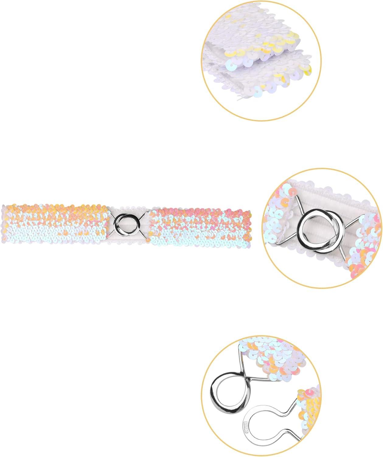 imageAllegra K Womens Glitter Skinny Stretchy Waist Belts Sequins Decor Elastic Belts for DressesColorful