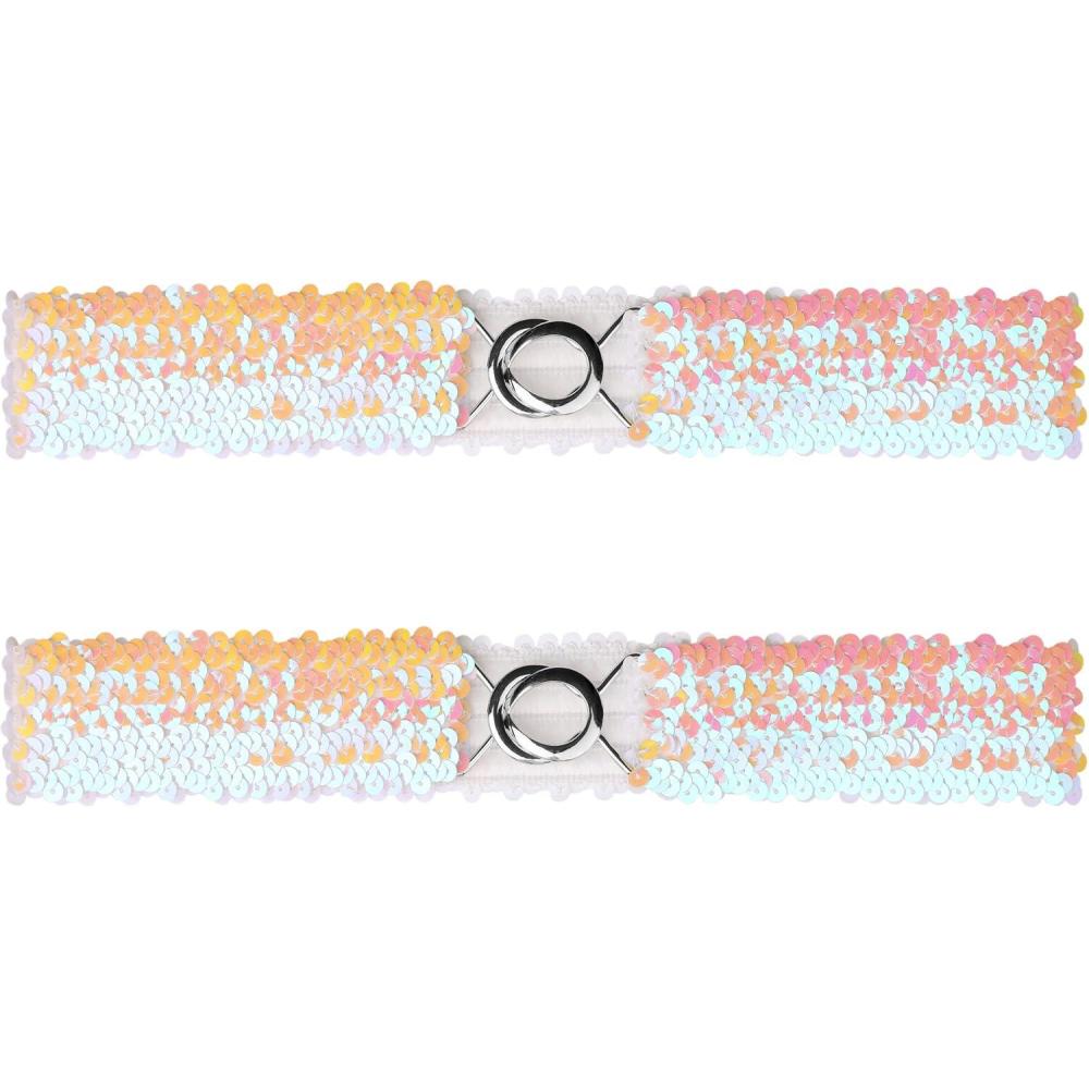 imageAllegra K Womens Skinny Elastic Waist Belts Sequins Decor Stretchy Belts for Dresses 2PCSColorful