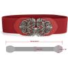 imageAllegra K Elastic Wide Waist Belts for Women Metal Buckle Stretchy BeltsBlack  Red
