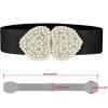 imageAllegra K Heart Shape Design Faux Pearl Rhinestone Decor Waist Belts for WomenBlack