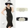 imageAllegra K Heart Shape Design Faux Pearl Rhinestone Decor Waist Belts for WomenWhite