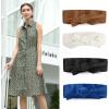 imageAllegra K Ladies Faux Leather Self Tie Bowknot Wide Waist Band Sash Obi Belt for DressesDark Brown