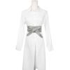 imageAllegra K Ladies Faux Leather Self Tie Bowknot Wide Waist Band Sash Obi Belt for DressesGray