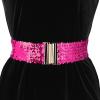 imageAllegra K Ladies Shinny Wide Waist Belts Interlock Buckles Sequins Decor Stretchy Belts for Women 2PCSRose Red