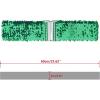 imageAllegra K Ladies Stretchy Wide Waist Belts Interlock Buckles Shinny Sequins Decor Belts for DressesGreen