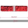 imageAllegra K Ladies Stretchy Wide Waist Belts Interlock Buckles Shinny Sequins Decor Belts for DressesRed
