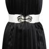 imageAllegra K Lady Metal Interlocking Buckle Stretchy Wasitband Cinch Dress BeltWhite