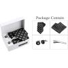 imageAllegra K Mens Polka Dots Selftied Tie Handkerchief Clip Cufflinks Wedding Business Necktie SetsBlack Gray