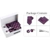 imageAllegra K Mens Polka Dots Selftied Tie Handkerchief Clip Cufflinks Wedding Business Necktie SetsDark Purple