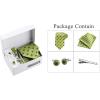 imageAllegra K Mens Polka Dots Selftied Tie Handkerchief Clip Cufflinks Wedding Business Necktie SetsGreen Coffe