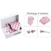 imageAllegra K Mens Polka Dots Selftied Tie Handkerchief Clip Cufflinks Wedding Business Necktie SetsPink Fuchsia