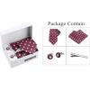 imageAllegra K Mens Polka Dots Selftied Tie Handkerchief Clip Cufflinks Wedding Business Necktie SetsWine Red White