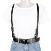 imageAllegra K Unisex Plus Size Vintage PU Leather Y Back Suspenders Adjustable Holes Belts for Women MenBlack