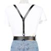 imageAllegra K Unisex Plus Size Vintage PU Leather Y Back Suspenders Adjustable Holes Belts for Women MenBlack