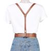 imageAllegra K Unisex Plus Size Vintage PU Leather Y Back Suspenders Adjustable Holes Belts for Women MenBrown