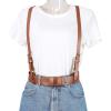 imageAllegra K Unisex Plus Size Vintage PU Leather Y Back Suspenders Adjustable Holes Belts for Women MenBrown
