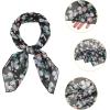 imageAllegra K Women Chiffon Scarves  276quot X276quot  Floral Print Square Kerchief Neck Scarf NeckerchiefBlack White Gray
