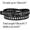 imageAllegra K Women Grommet Belt PU Leather Metal Buckle Skinny Waist Hollow BeltsBlack