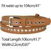 imageAllegra K Women Grommet Belt PU Leather Metal Buckle Skinny Waist Hollow BeltsBrown
