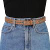imageAllegra K Women Grommet Belt PU Leather Metal Buckle Skinny Waist Hollow BeltsBrown