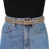 imageAllegra K Women Grommet Belt PU Leather Metal Buckle Skinny Waist Hollow BeltsKhaki