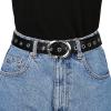 imageAllegra K Women Grommet PU Leather Belt Skinny Plus Size Waist Belts for Jeans DressBlack