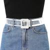 imageAllegra K Womens Clear Waist Belts Plus Size Skinny Belt Waistband for Jeans Dresses CoatsWhite