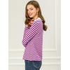 imageAllegra K Womens Contrast Collar Long Sleeves Peter Pan Collar Halloween Striped Blouse TopAubergine