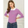 imageAllegra K Womens Contrast Collar Long Sleeves Peter Pan Collar Halloween Striped Blouse TopAubergine