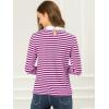 imageAllegra K Womens Contrast Collar Long Sleeves Peter Pan Collar Halloween Striped Blouse TopAubergine