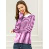 imageAllegra K Womens Contrast Collar Long Sleeves Peter Pan Collar Halloween Striped Blouse TopAubergine