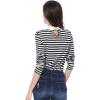 imageAllegra K Womens Contrast Collar Long Sleeves Peter Pan Collar Halloween Striped Blouse TopBlack