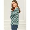 imageAllegra K Womens Contrast Collar Long Sleeves Peter Pan Collar Halloween Striped Blouse TopGreen