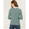 imageAllegra K Womens Contrast Collar Long Sleeves Peter Pan Collar Halloween Striped Blouse TopGreen