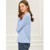 imageAllegra K Womens Contrast Collar Long Sleeves Peter Pan Collar Halloween Striped Blouse TopLight Blue