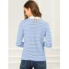imageAllegra K Womens Contrast Collar Long Sleeves Peter Pan Collar Halloween Striped Blouse TopLight Blue
