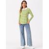 imageAllegra K Womens Contrast Collar Long Sleeves Peter Pan Collar Halloween Striped Blouse TopLight Green