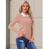 imageAllegra K Womens Contrast Collar Long Sleeves Peter Pan Collar Halloween Striped Blouse TopMulticolor