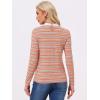 imageAllegra K Womens Contrast Collar Long Sleeves Peter Pan Collar Halloween Striped Blouse TopMulticolor